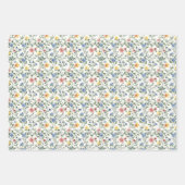 ピンク ブルー イエロー コテージコア ブライダルシャワー ラッピングペーパーシート (正面2)