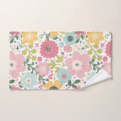 ピンク ブルー イエロー フラワーズ モダン フラワーデザイン バスタオル バスタオルセット (ハンドタオル)