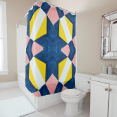 ピンク、ブルー、イエロー、ホワイト抽象芸術 シャワーカーテン (インサイチュ)