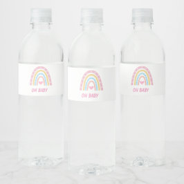 ピンク ブルー イエロー ボホ レインボー Oh Baby シャワー ペットボトルラベル