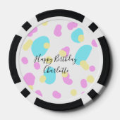 ピンク ブルー イエロー 幸せな誕生日 キッズ 形 抽象的 ポーカーチップ (裏面)