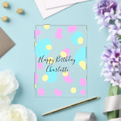 ピンク ブルー イエロー 幸せな誕生日 キッズ 形 抽象 アクリル招待状 (インサイチュ (ウェディング))