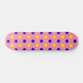 ピンク ブルー イエロー 水玉 デザイン スケートボード (横)