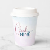 ピンク ブルー クラウド ナイン モダン ブライダル シャワー 紙コップ (正面)