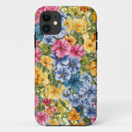 ピンク ブルー グリーン イエロー オレンジ 花 アート 模様 Case-Mate iPhoneケース (裏面)