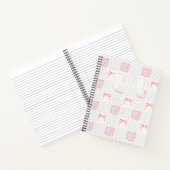 ピンク ブルー コケッテ ボウ フラワーズ 名前カスタマイズ ノートブック (内部)