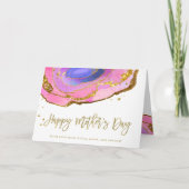 ピンク ブルー ゴールドのジオード | 母の日おめでとう カード (正面)