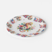 ピンク、ブルー、ゴールドの海岸のウミウマ ビーチスタイル ペーパープレート (アングル)