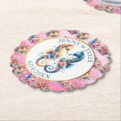 ピンク、ブルー、ゴールドの海岸のサンゴールドビーチ ペーパーコースター (アングル)