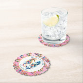 ピンク、ブルー、ゴールドの海岸のサンゴールドビーチ ペーパーコースター (インサイチュ)