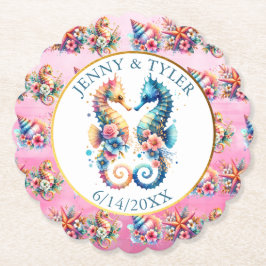 ピンク、ブルー、ゴールドの海岸のサンゴールドビーチ ペーパーコースター