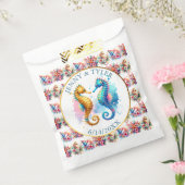 ピンク、ブルー、ゴールドの海岸のサンドダラー ビーチスタイル フェイバーバッグ (封をした状態)