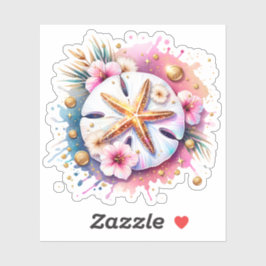 ピンク、ブルー、ゴールドの海岸のサンドダラー ビーチ シール