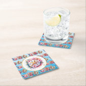 ピンク、ブルー、ゴールドの海岸のサンドダラー ビーチ スクエアペーパーコースター (インサイチュ)