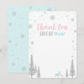 ピンク・ブルー・シルバーウィンターワンダーランド ノートカード (正面/裏面)