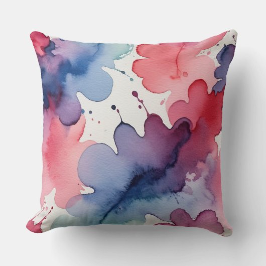 ピンク、ブルー、パープルの水のカラーテクスチャ クッション (正面)