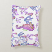 ピンク ブルー パープル ウミウマ サンゴ ビーチ調 海岸 アクセントクッション (裏面(縦))