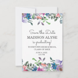 ピンク ブルー パープル 花 グラデュエーション 保存 日付 招待状