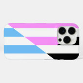 ピンク、ブルー、ブラックとホワイトのストライプ Case-Mate iPhoneケース (裏面 (横))