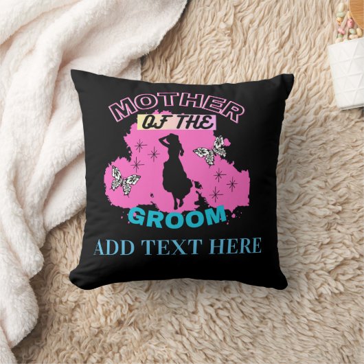 ピンク ブルー & ブラック マザー ママ マミー オブ ザ グルーム クッション (ブランケット)