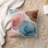 ピンク、ブルー、ブロンズの水色抽象芸術 クッション (ブランケット)