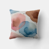 ピンク、ブルー、ブロンズの水色抽象芸術 クッション (裏面)