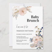ピンク ブルー プレtty フラワーベイビー ブランシュ シャワー 招待状 (正面)