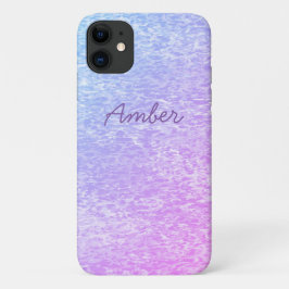 ピンク ブルー ペイント テクスチャ柄 オリジナル iPhone 11 ケース