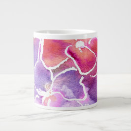 ピンク、ブルー、メイヴの水彩のウォーフラワー ジャンボコーヒーマグカップ