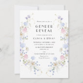 ピンク ブルー ワイルドフラワー 春 夏 性別発表 招待状 (正面)