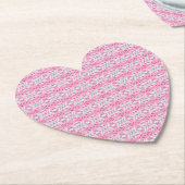 ピンク ブルー 白 アートデコ パターン バレンタイン ハート ペーパーコースター (アングル)