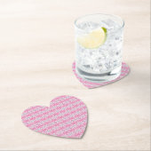 ピンク ブルー 白 アートデコ パターン バレンタイン ハート ペーパーコースター (インサイチュ)