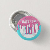 ピンク & ブルー 野球ドリップ 缶バッジ (正面&裏面)