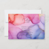 ピンク、ブルー、金ゴールドインキ 出欠カード (正面)