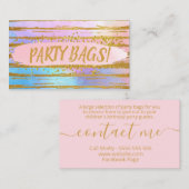 ピンク·ブルー·金ゴールドズ·バースデー·パーティーがバッグ 名刺 (正面/裏面)