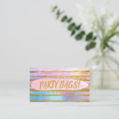 ピンク·ブルー·金ゴールドズ·バースデー·パーティーがバッグ 名刺 (スタンド正面)