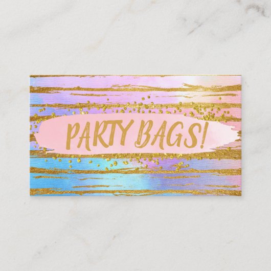 ピンク·ブルー·金ゴールドズ·バースデー·パーティーがバッグ 名刺 (正面)