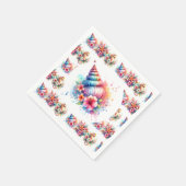 ピンク、ブルー、金ゴールド沿岸の貝殻のビーチ スタンダードカクテルナプキン (角)