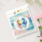 ピンク、ブルー、金ゴールド沿岸サンドドルビーチー フェイバーバッグ (封をした状態)