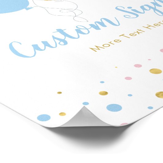 ピンク、ブルー、金ゴールド赤ちゃんシャワーカスタムパーティー標識 ポスター (角)