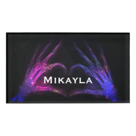 ピンク/ブルーX線フィンガー型枠aハート 名札