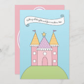 ピンク・プリンセス・キャッスル・バースデー・パーティー 招待状 (正面/裏面)