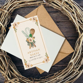 ピンク&プレイドベーキング&料理用具ベーカリー 名刺