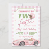 ピンク プレッピー レトロ TWO FAST バースデー招待状 招待状 (正面)