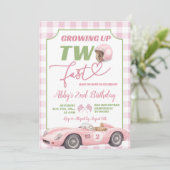 ピンク プレッピー レトロ TWO FAST バースデー招待状 招待状 (スタンド正面)