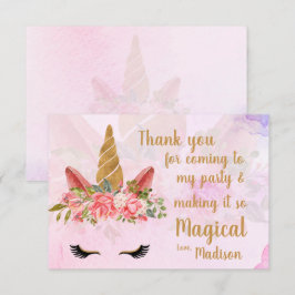 ピンク プレtty ペースト フラワリー ユニコーン バースデー サンキューカード