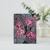 ピンク・プロテア・エキゾチック・フラワー ポストカード (スタンド正面)