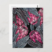 ピンク・プロテア・エキゾチック・フラワー ポストカード (正面/裏面)