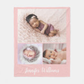 ピンク·ベパーソナライズされたビーガール·ネーム&フォト·コラージュ フリースブランケット (正面)
