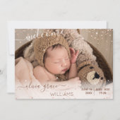 ピンク·ベビー·ガール·フォト·バースの発表 案内状 (正面)